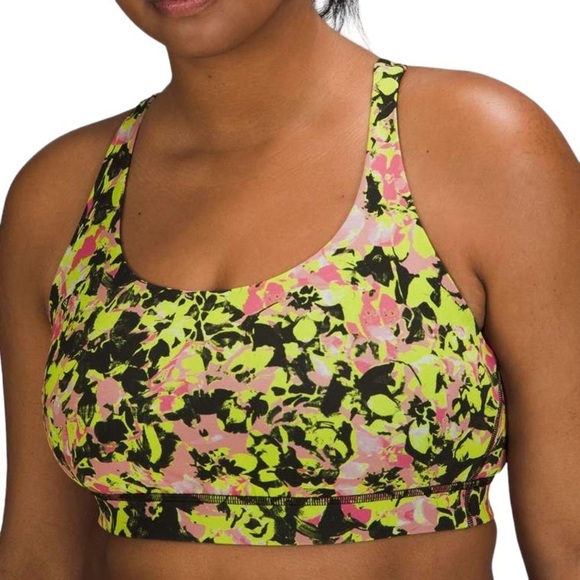 LULULEMON Energy Bra in Inflect Floral Highlight Yellow Multi - Picture 1 of 10